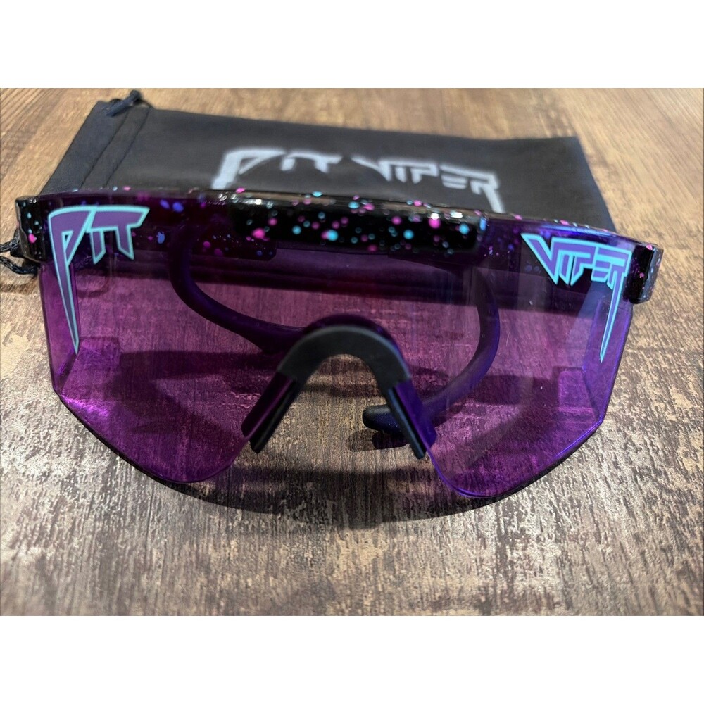Authentic Pit Viper Midnight Original Black Frame Purple Lenses Sport Ear Hooks